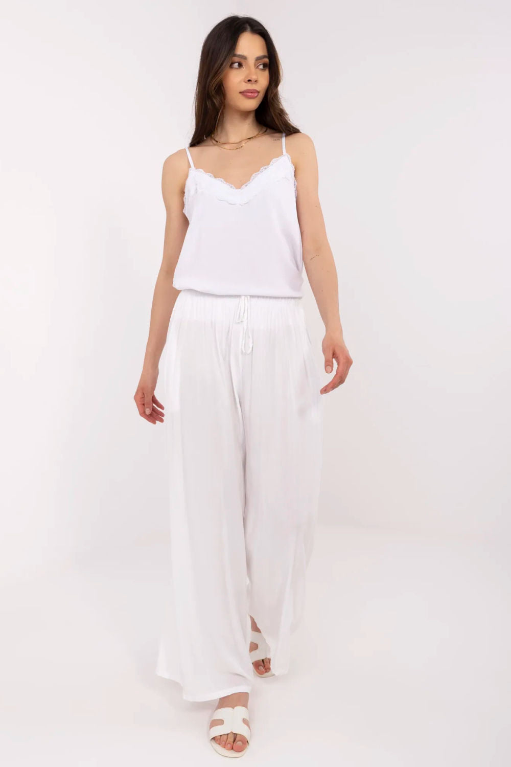 Italy Moda White Bodycon High Waisted Trousers