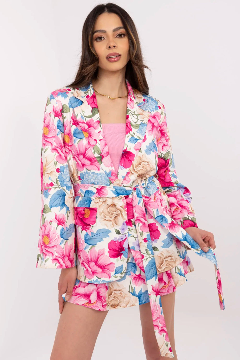 Italy Moda Pink Floral Pleated Co-Ord Set
