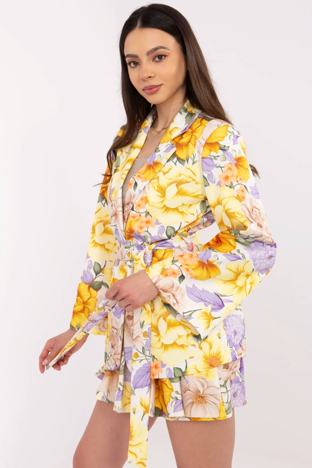Italy Moda Yellow Floral Pleated Co-Ord Set - view 3