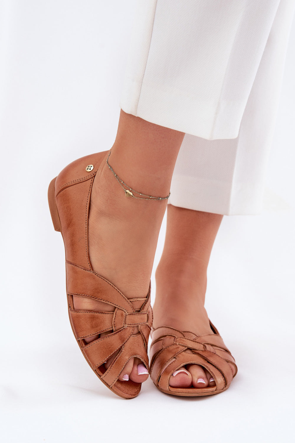Step In Style Maciejka Brown Leather Flat Ballet Flats