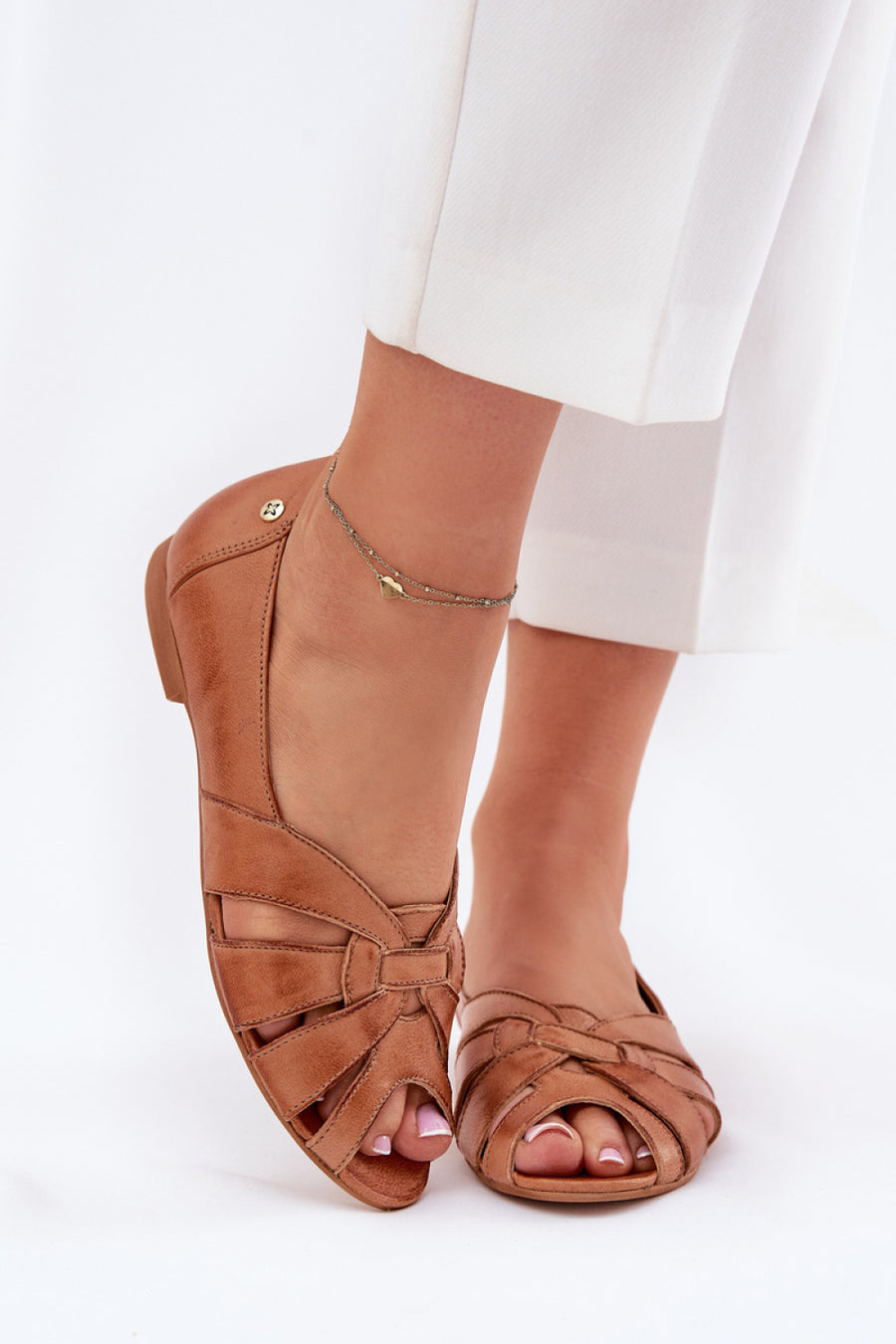 Step In Style Maciejka Brown Leather Flat Ballet Flats