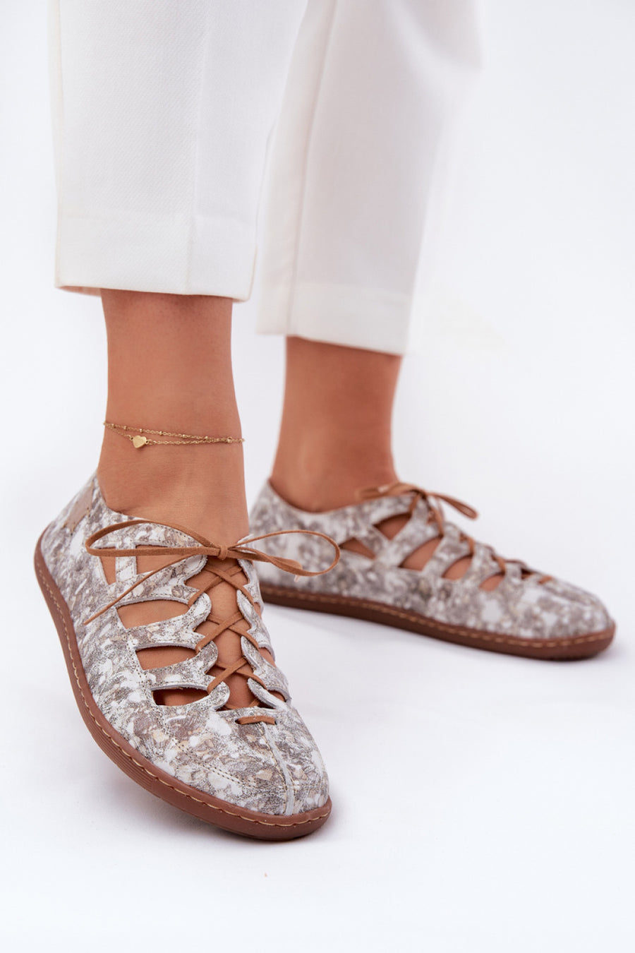 Step In Style Maciejka Gold Leather Ballet Flats
