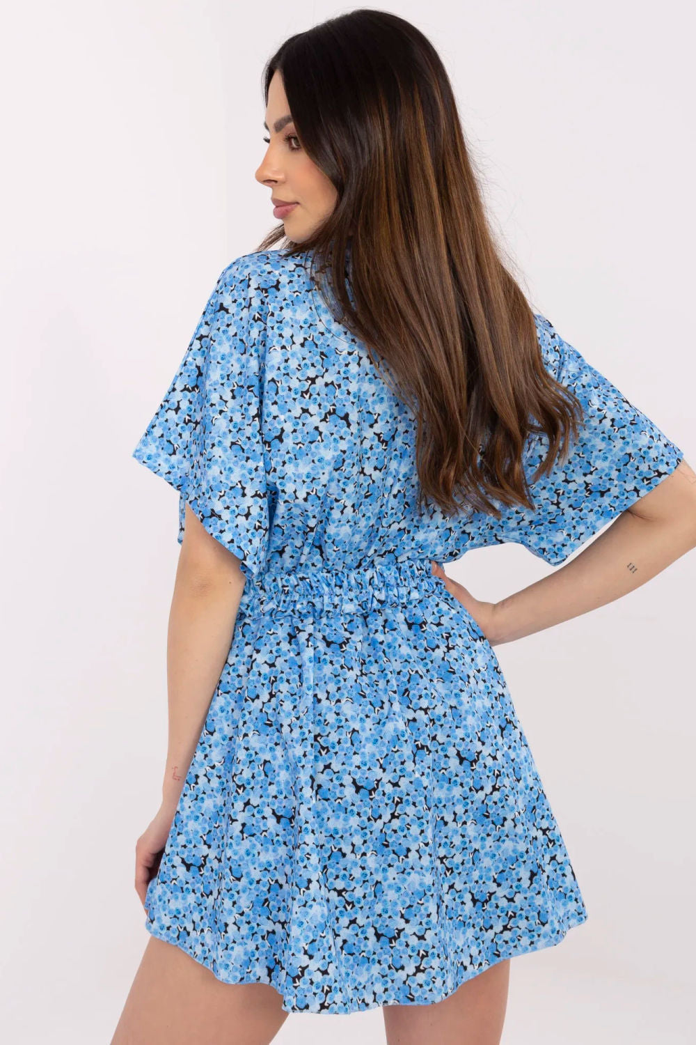 Italy Moda Blue Mini Floral Jumpsuit - view 3