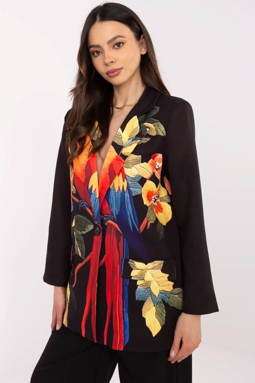 Italy Moda Black Printed Long Sleeve Jacket - view 4
