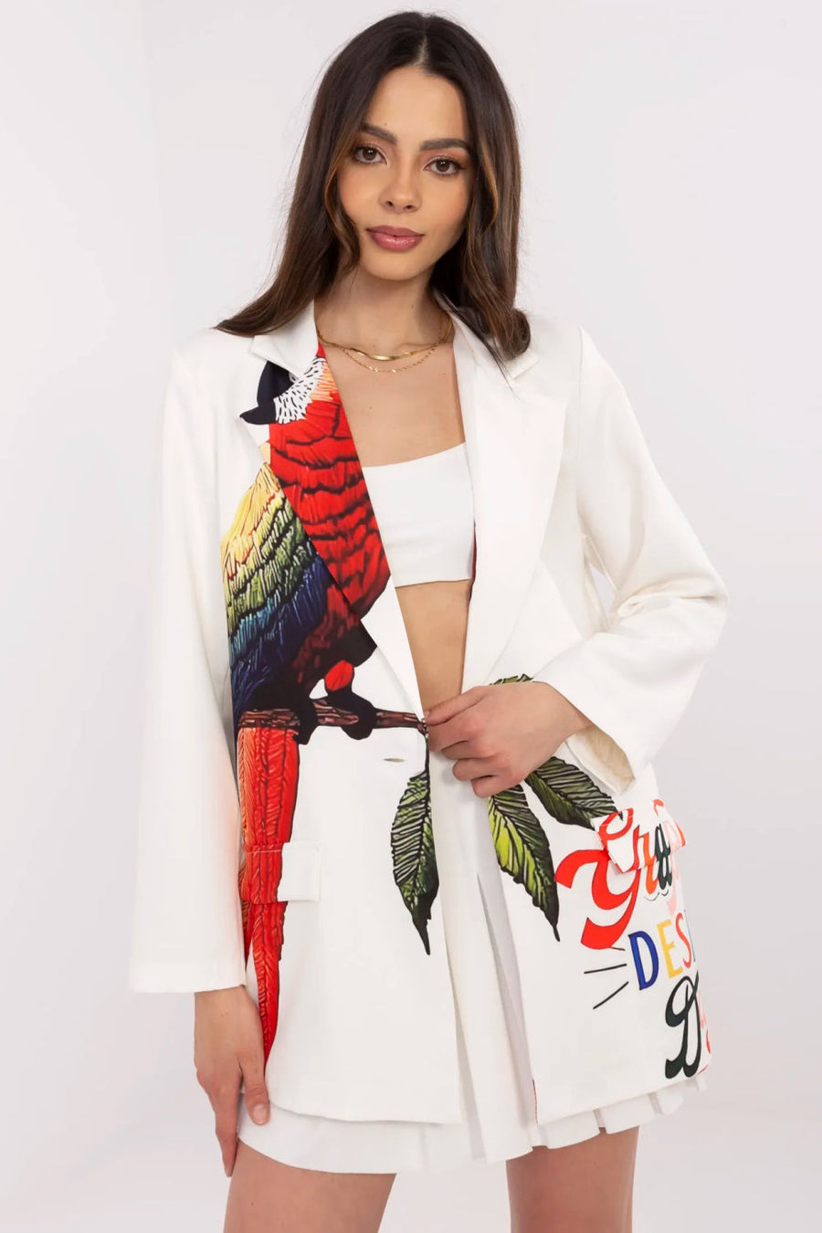 Italy Moda Ecru Long Sleeve Jacket