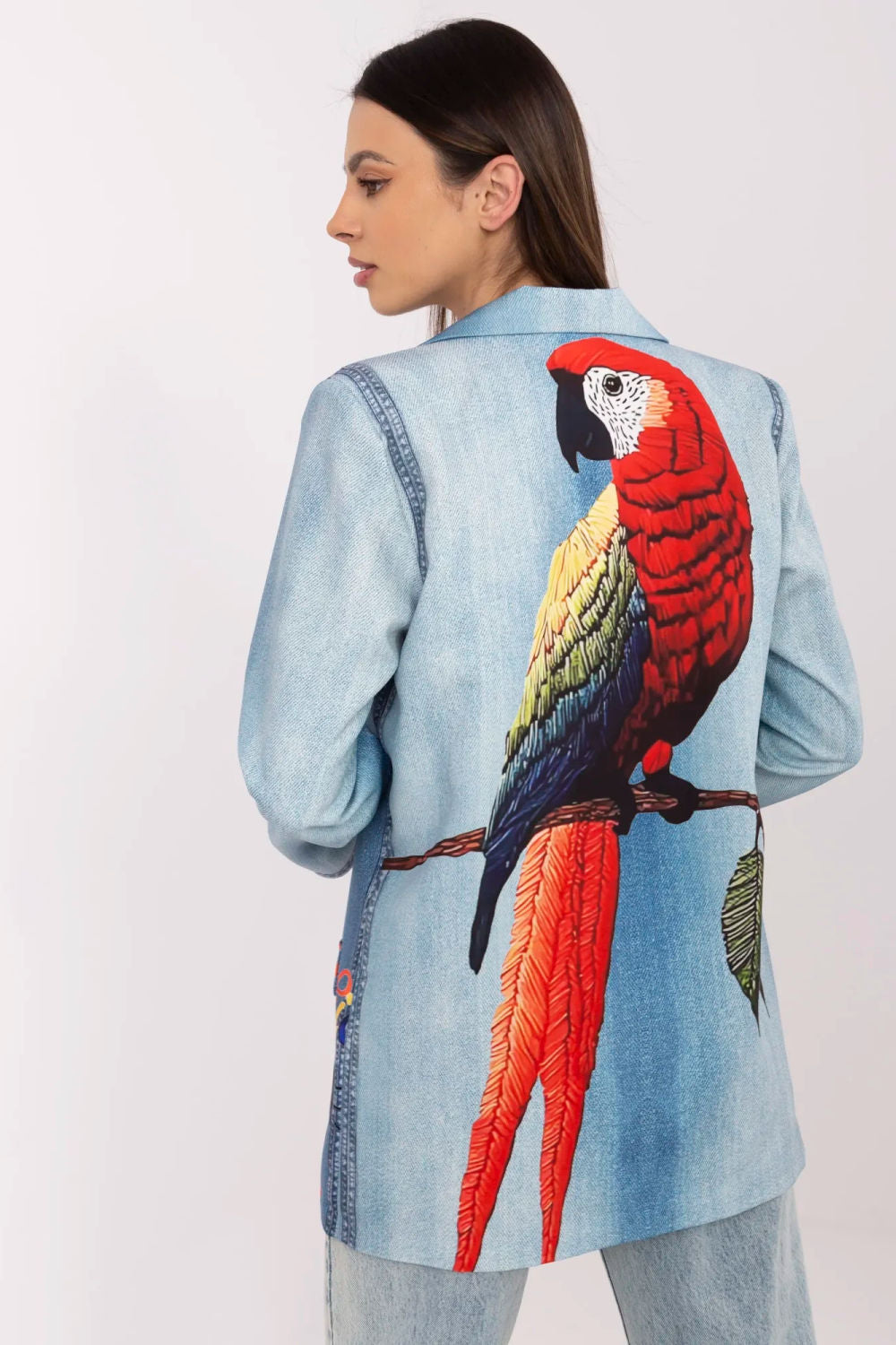 Italy Moda Blue Printed Long Sleeve Jacket - view 3