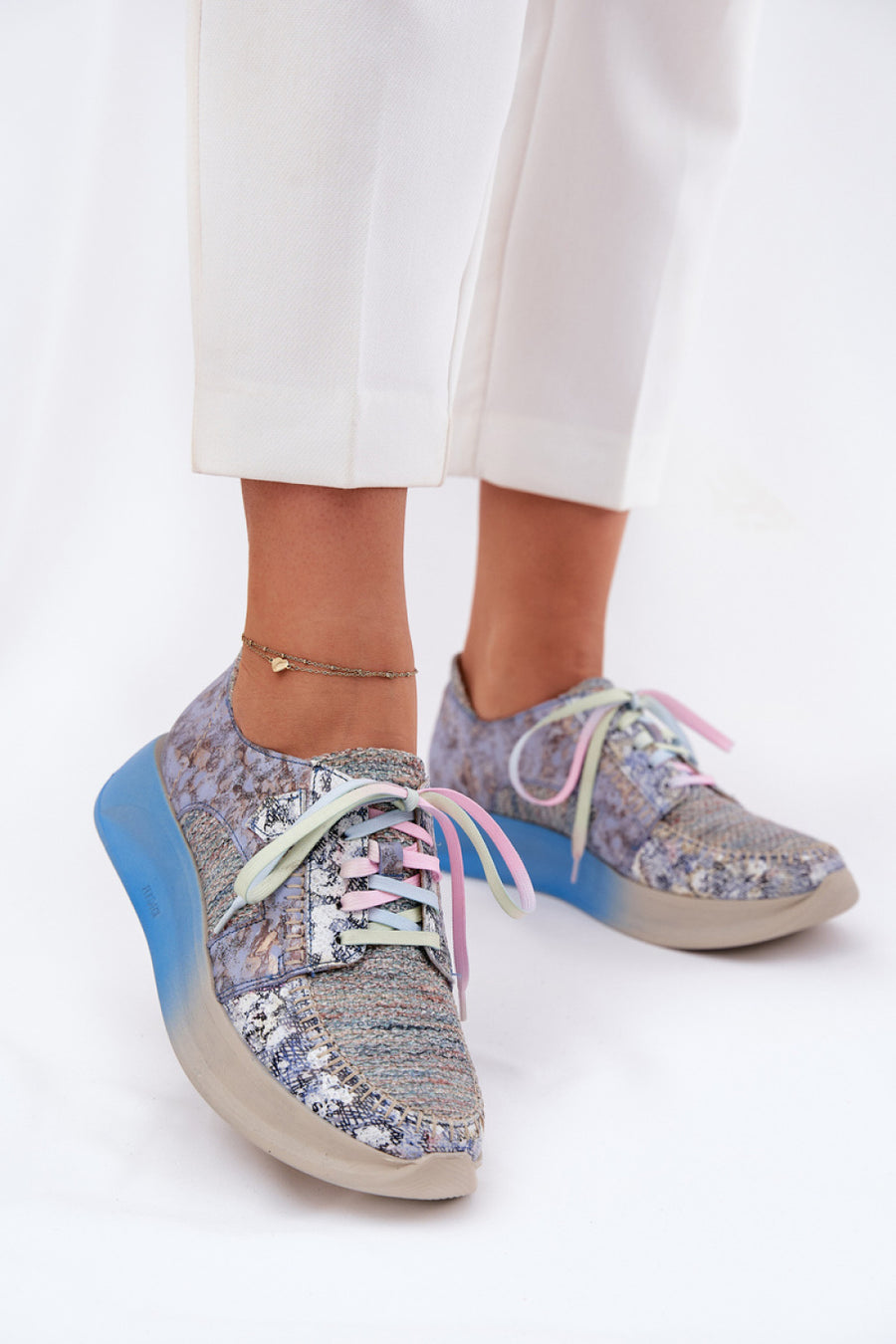 Step In Style Maciejka Blue Leather Platform Shoes