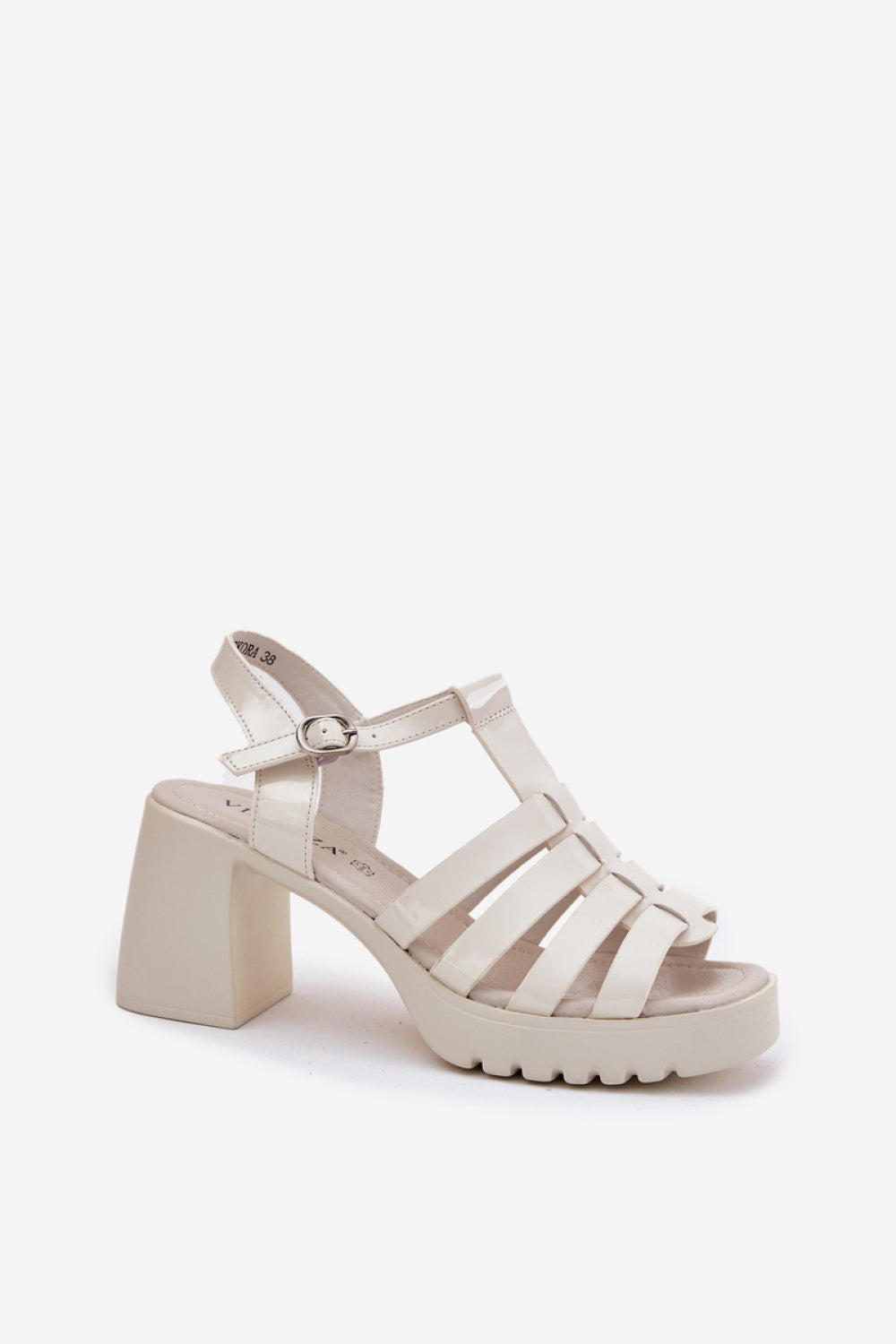Step In Style Vinceza Light Beige Leather Look Platform Heeled Sandals - view 2