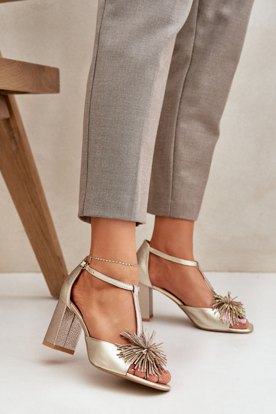 Step In Style Laura Messi Gold Heeled Sandals