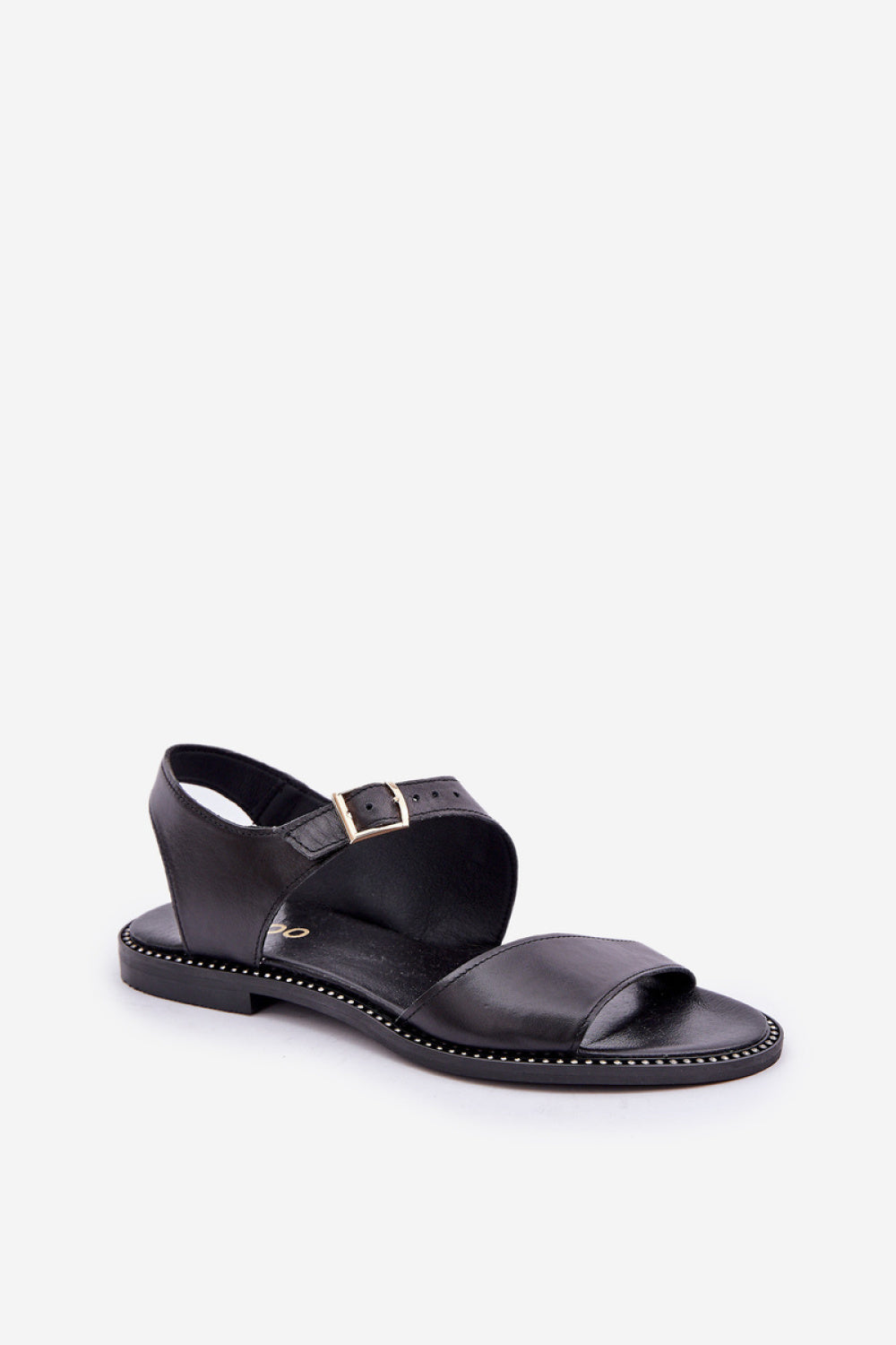 Step In Style Zazoo Black Leather Flat Sandals - view 2