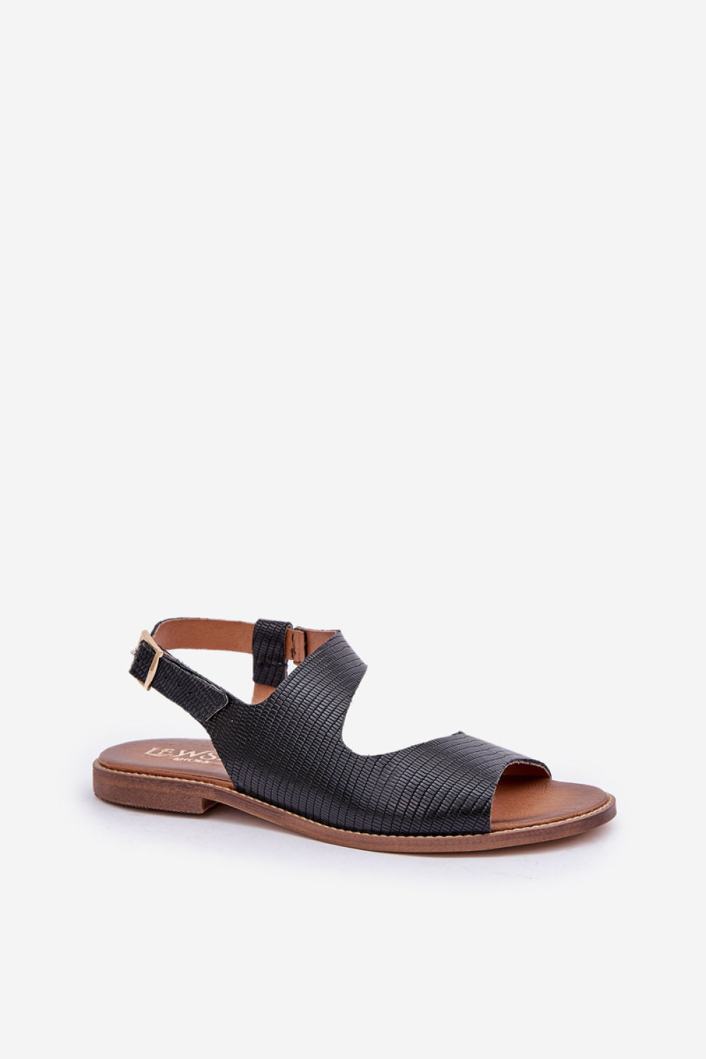 Step In Style Black Leather Sandals - view 2