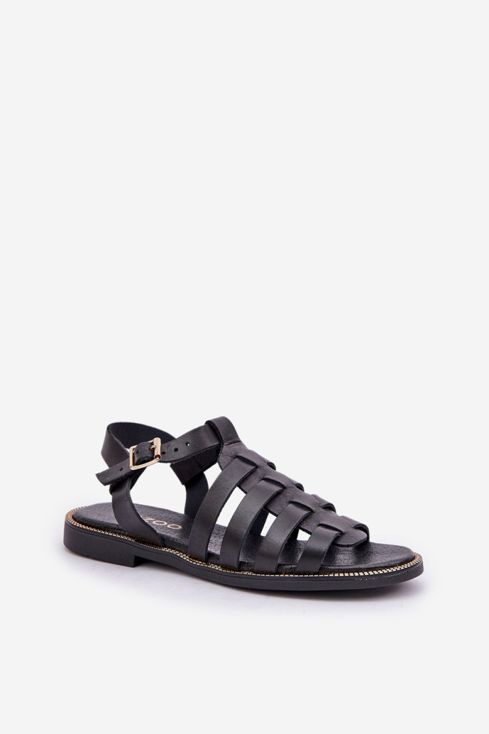 Step In Style Zazoo Black Leather Flat Sandals with Adjustable Straps - view 2