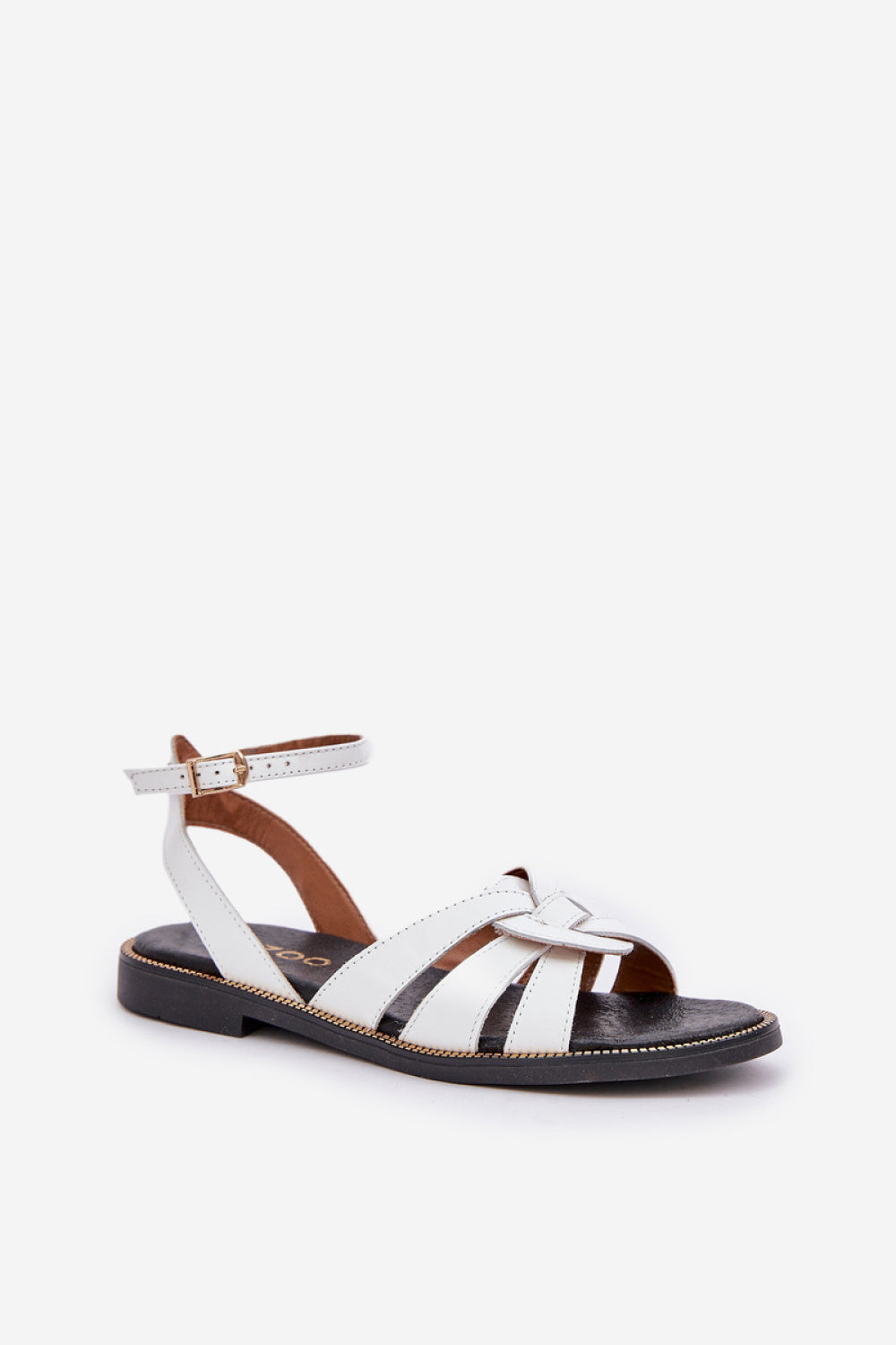 Step In Style Zazoo White Leather Flat Sandals - view 2