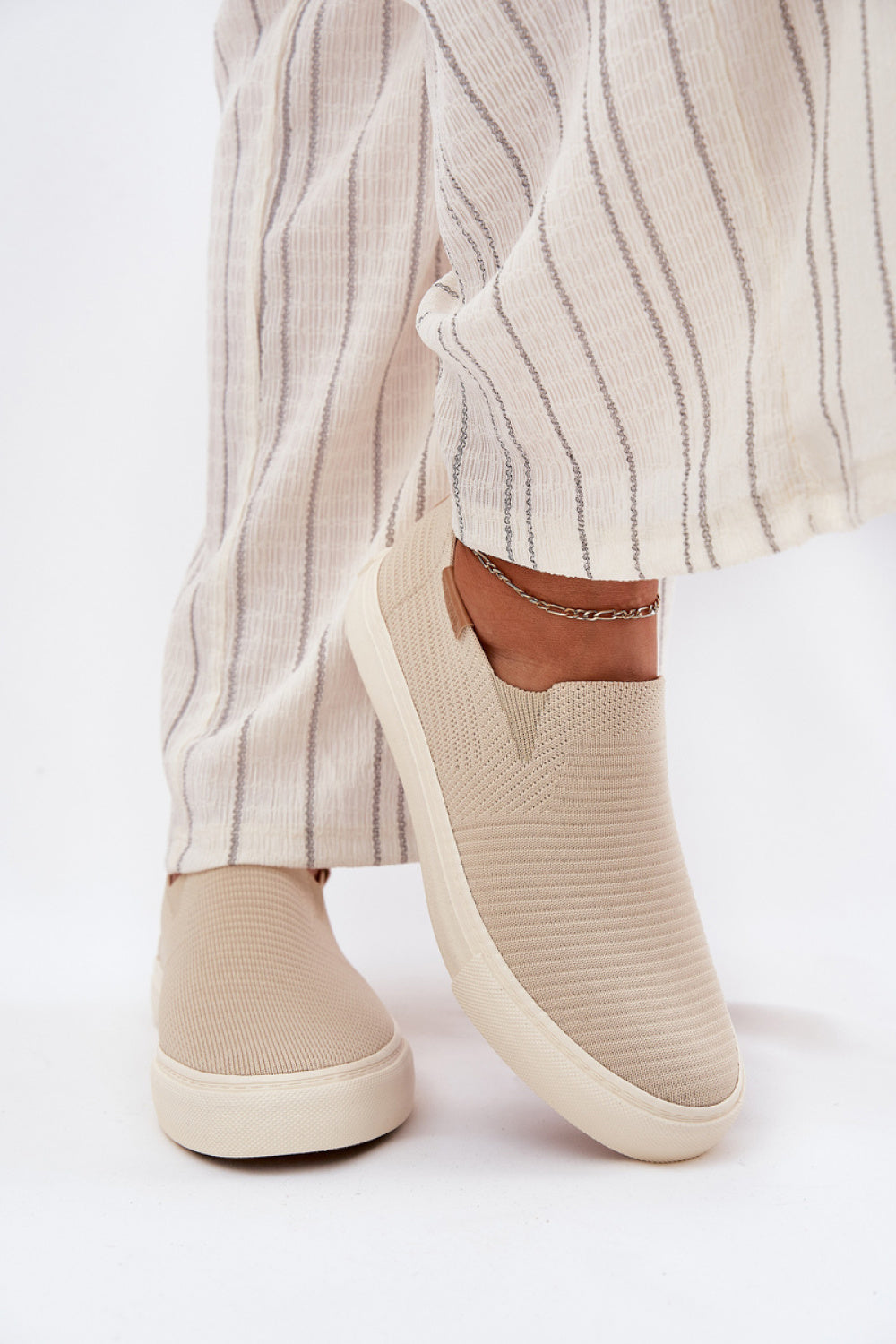Step In Style Beige Trainers with Round Toe - view 3