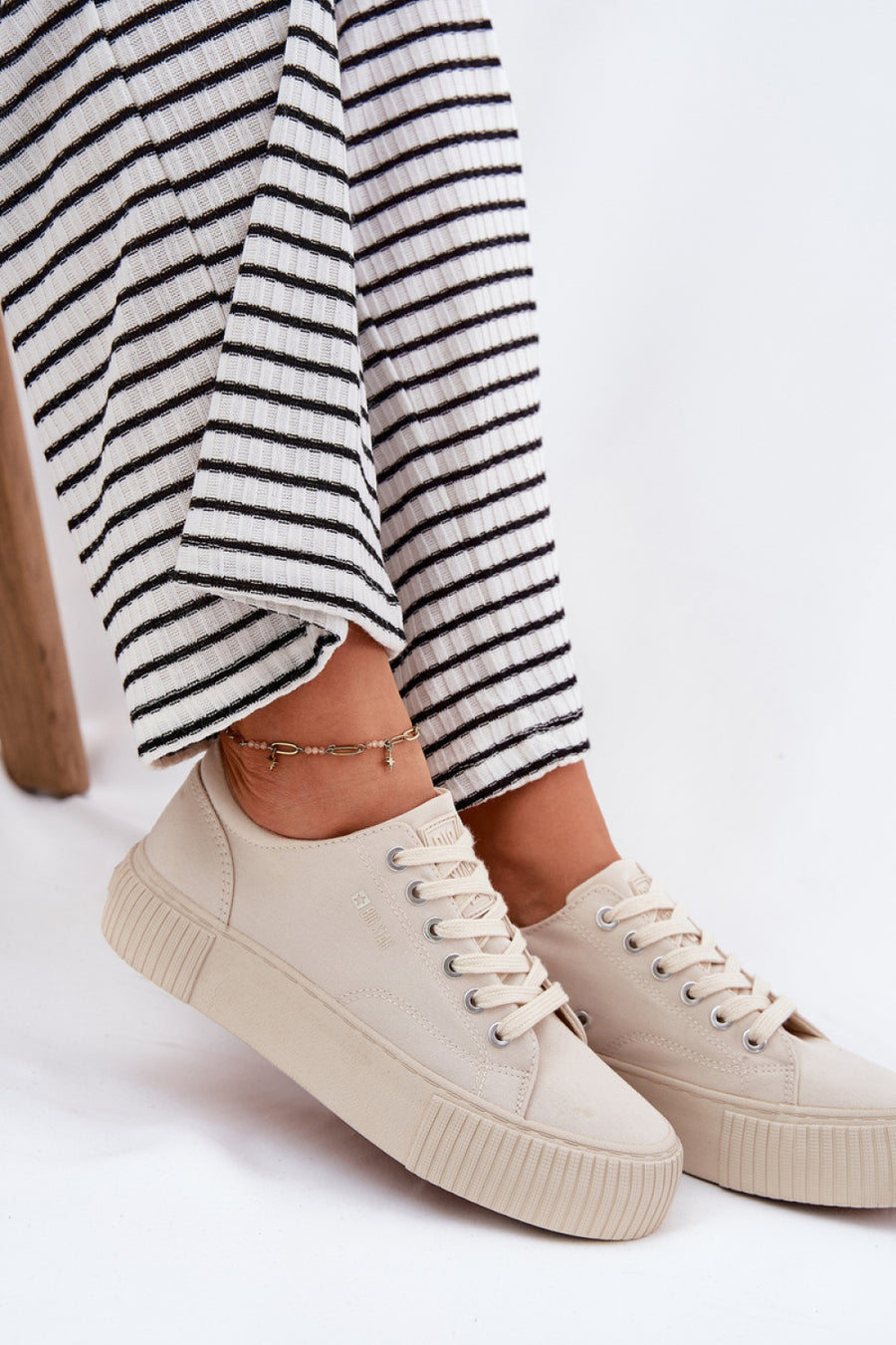 Step In Style Beige Platform Trainers