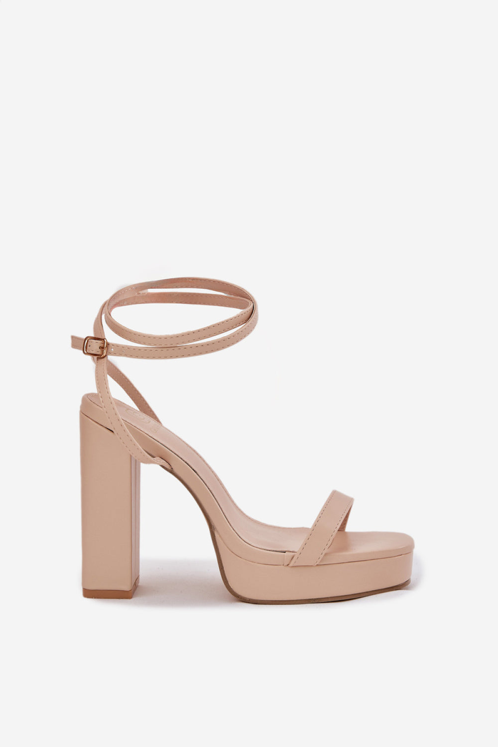 Step In Style Fevenne Beige Faux Leather Block Heel Heeled Sandals - view 2