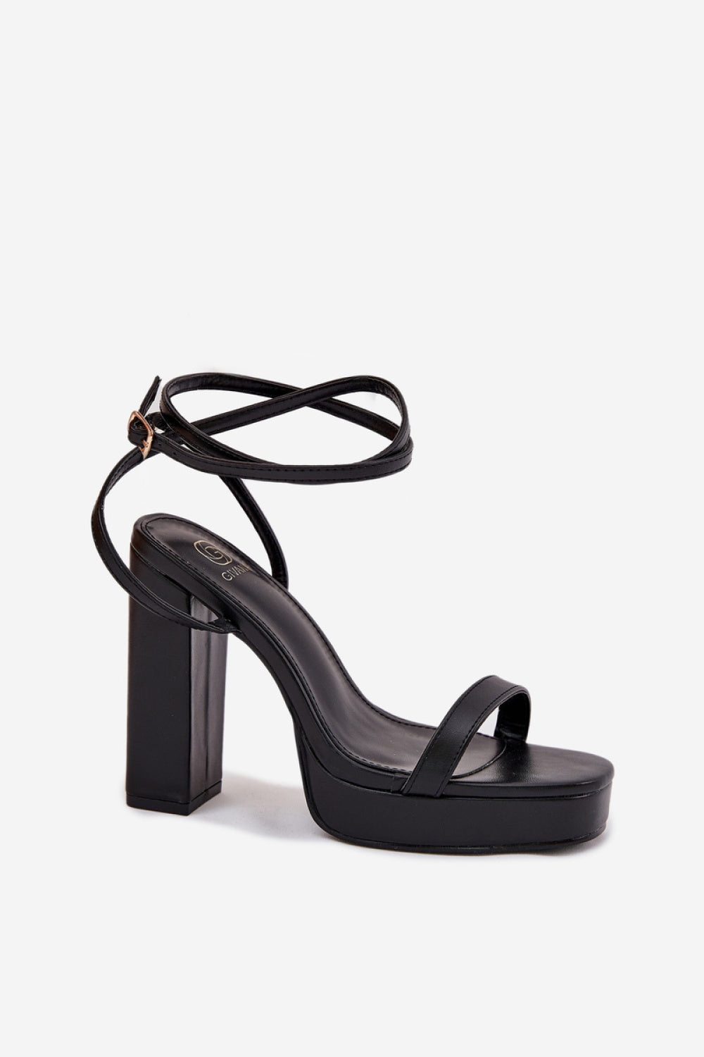 Step In Style Fevenne Black Faux Leather Block Heel Heeled Sandals - view 2