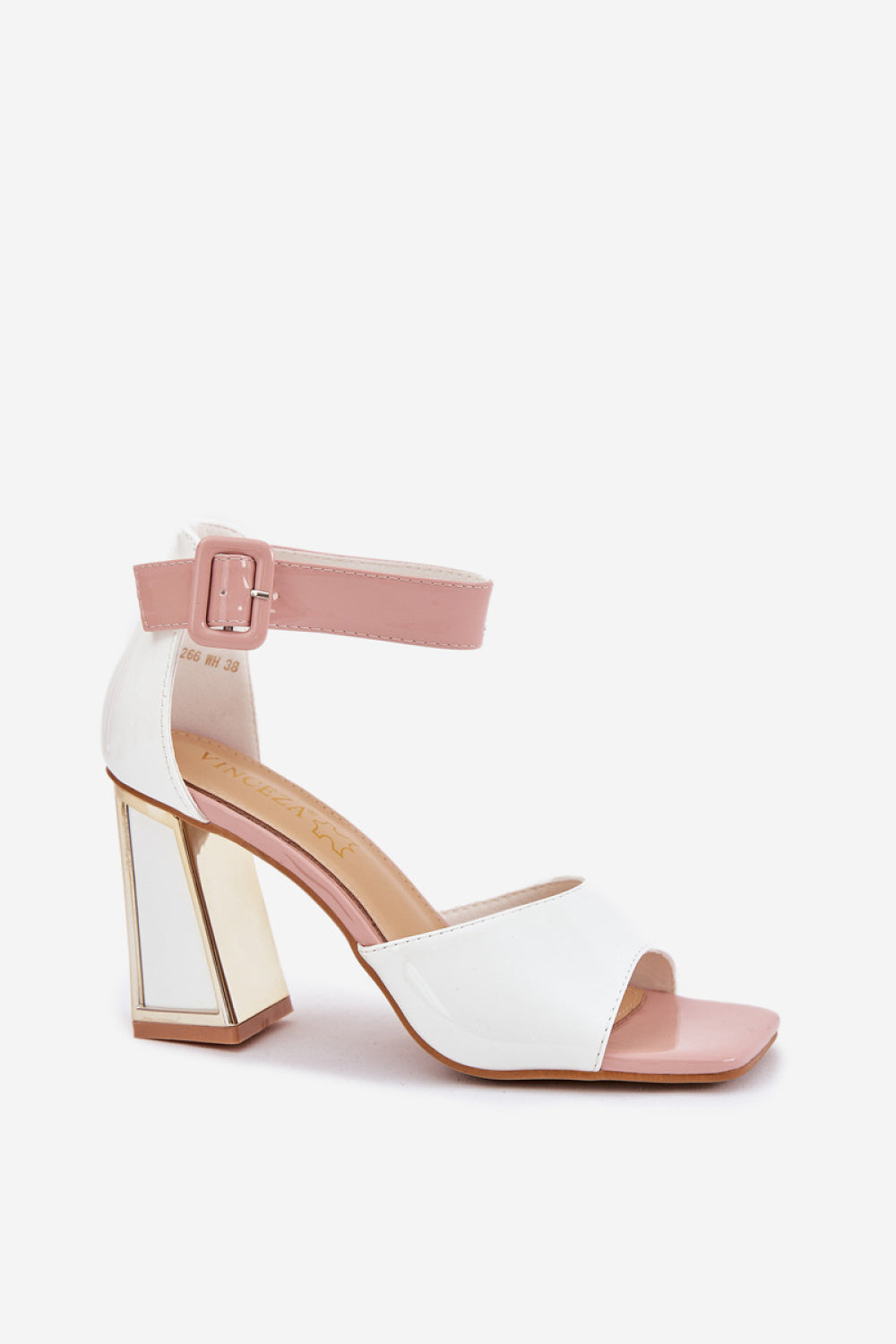 Step In Style Vinceza White Faux Leather Block Heel Heeled Sandals - view 2
