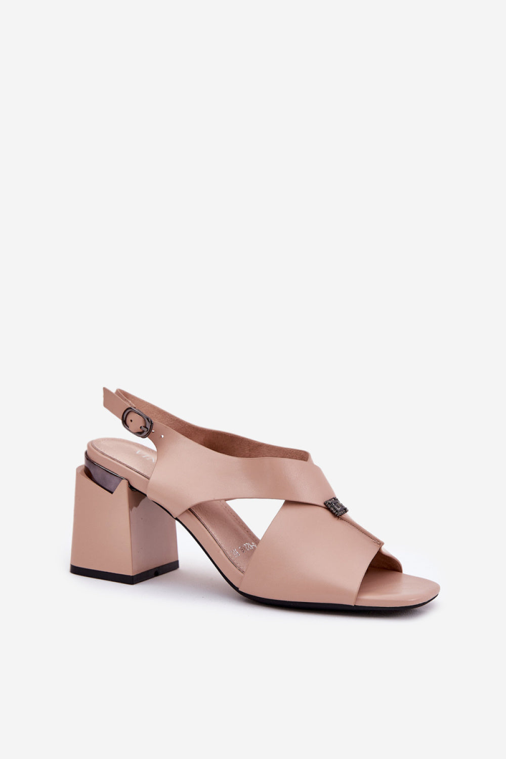 Step In Style Vinceza Beige Faux Leather Block Heel Heeled Sandals - view 2