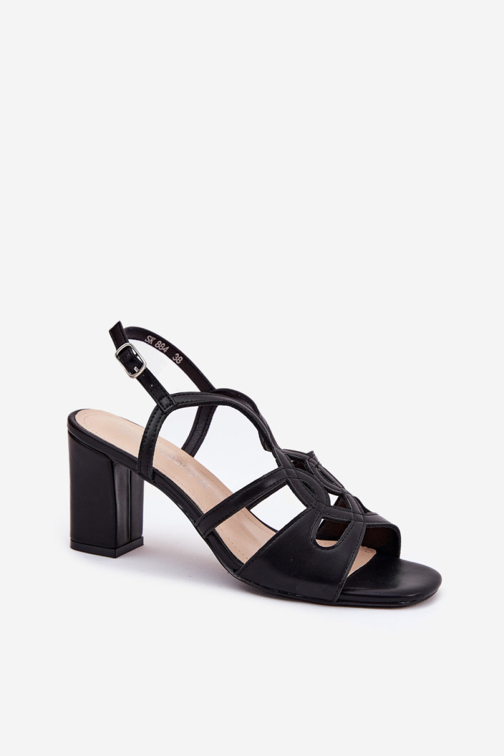 Step In Style Sergio Leone Black Faux Leather Block Heel Heeled Sandals - view 2