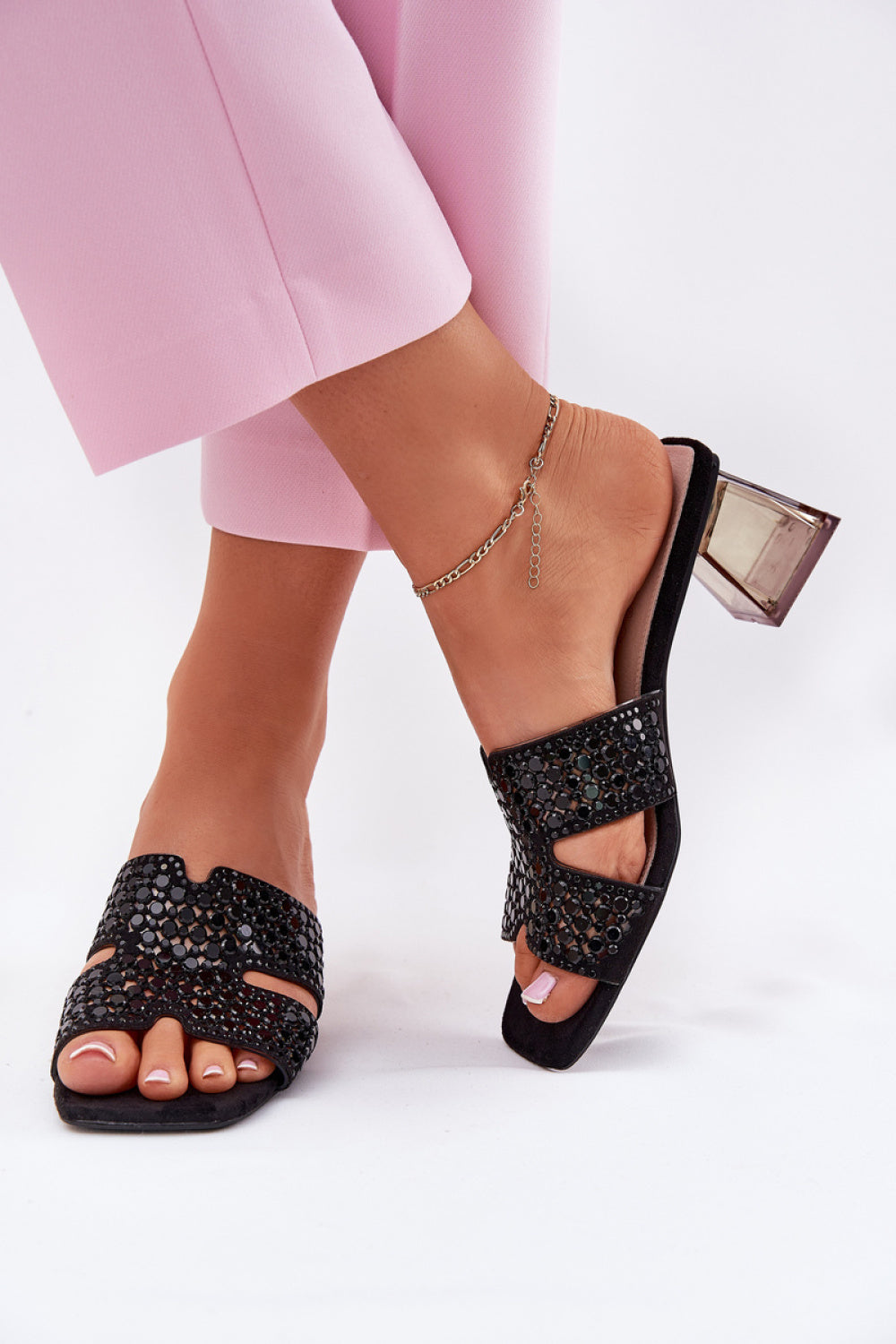 Step In Style Vinceza Black Sheer Heeled Sandals - view 3