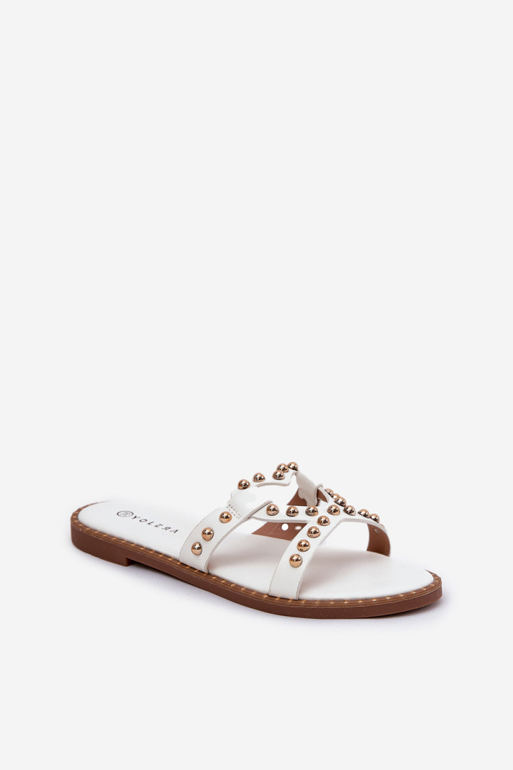 Step In Style Adivrae White Faux Leather Flat Flip Flops - view 2
