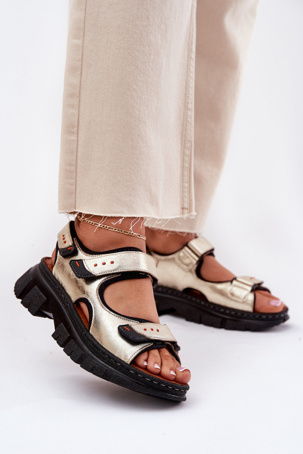 Step In Style Artiker Gold Leather Sandals