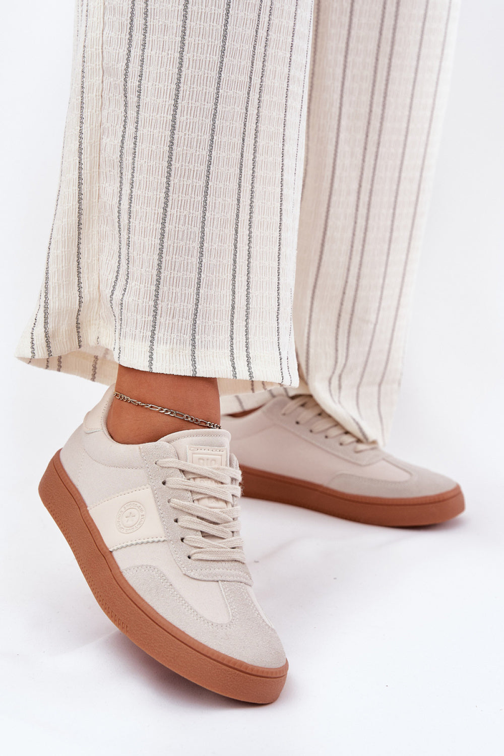 Step In Style Beige Faux Suede Trainers - view 3