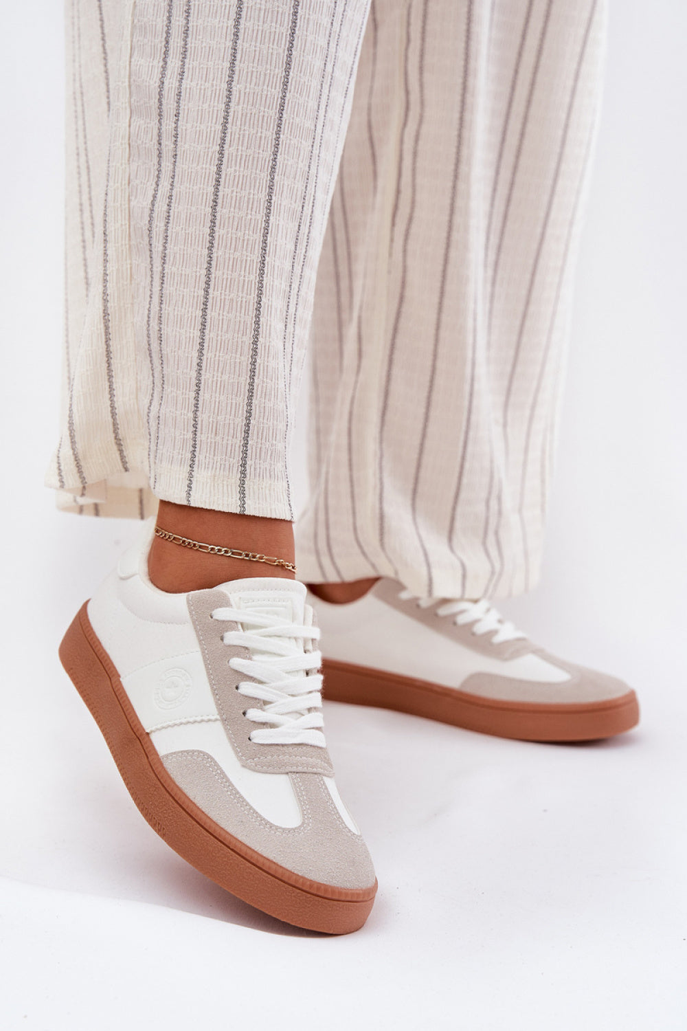 Step In Style White Faux Suede Trainers