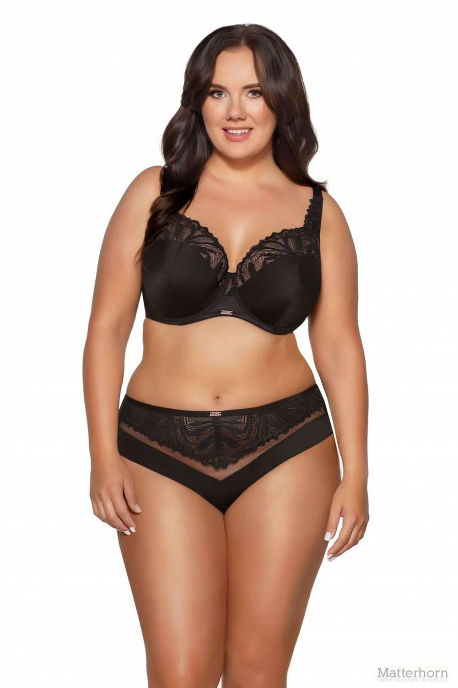 Ava Yasemin Black Lace Floral Semi-Soft Bra