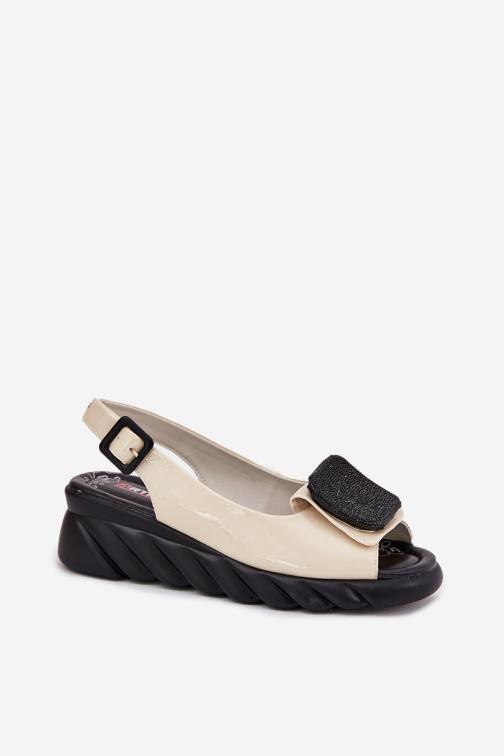Step In Style Artiker Beige Leather Wedge Sandals with Buckle - view 2