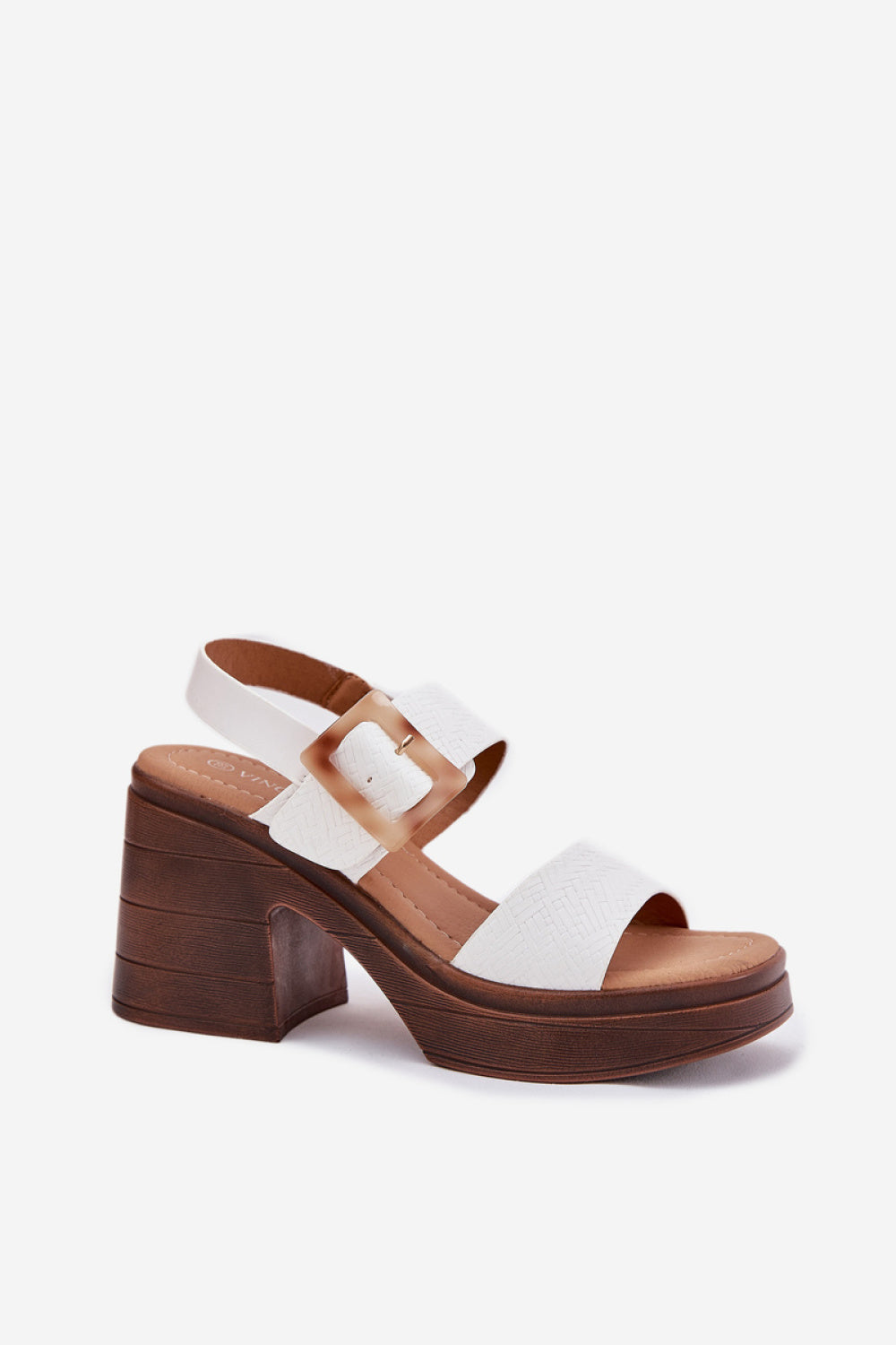 Step In Style Vinceza White Faux Leather Platform Heeled Sandals - view 2