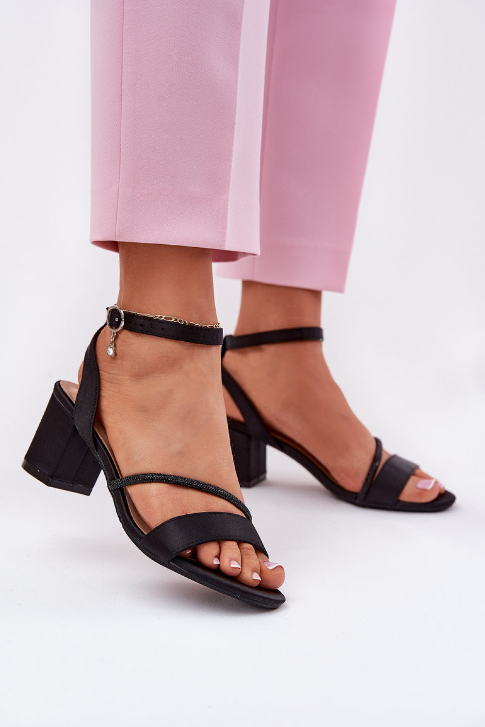 Step In Style Vinceza Black Block Heel Heeled Sandals