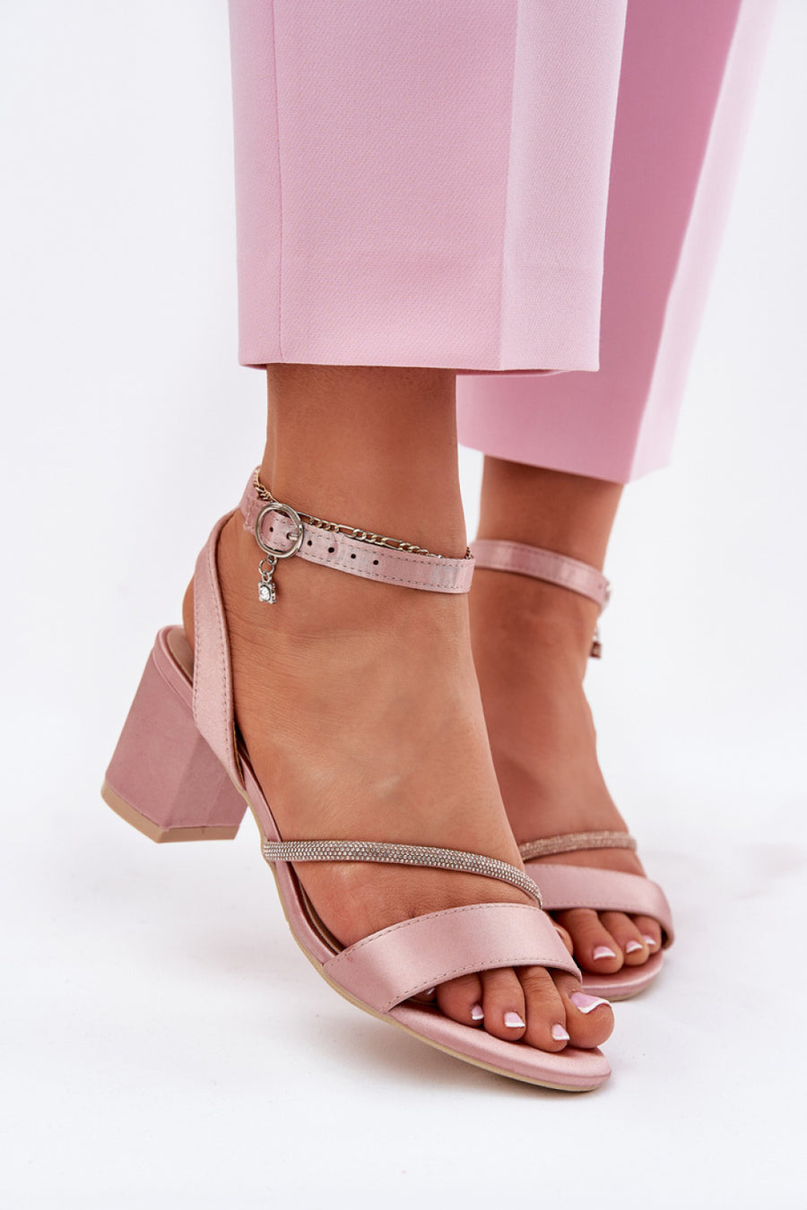 Step In Style Vinceza Pink Block Heel Heeled Sandals