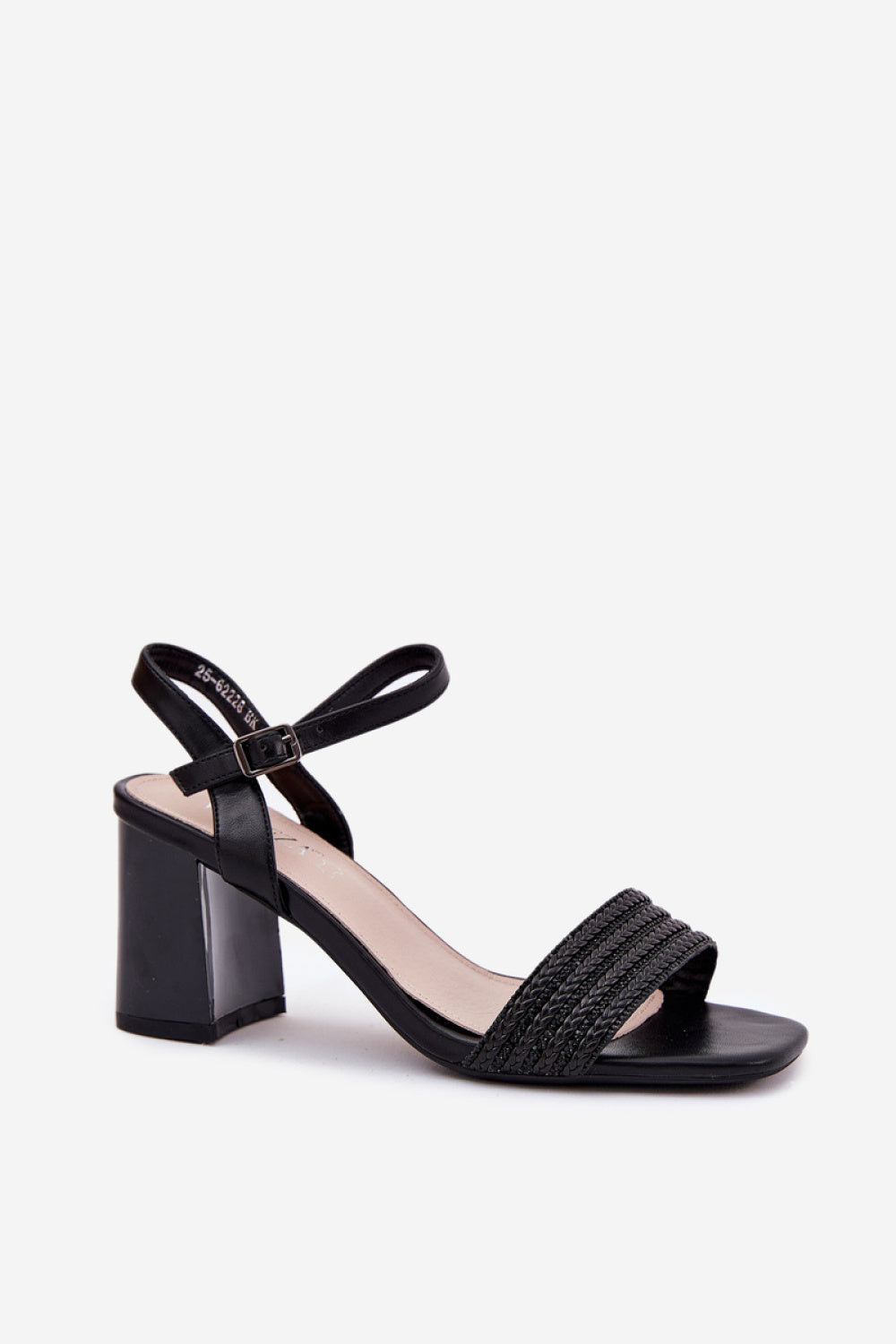 Step In Style Vinceza Black Faux Leather Block Heel Heeled Sandals - view 2