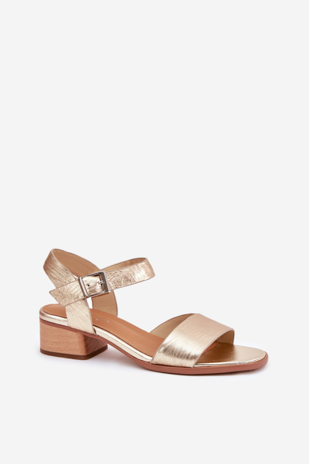 Step In Style Maciejka Gold Leather Block Heel Heeled Sandals - view 2