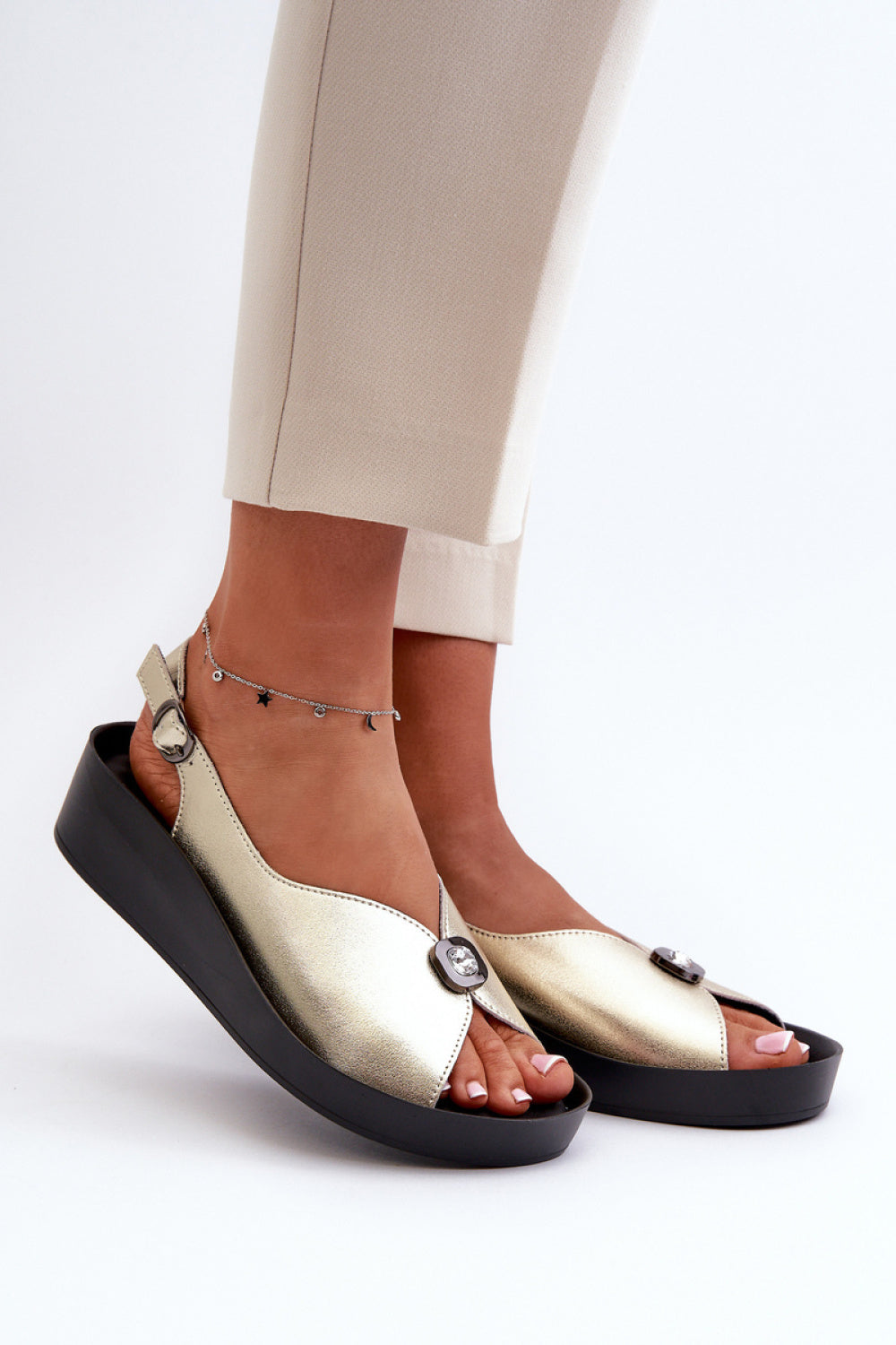 Step In Style Gold Platform Wedge Sandals