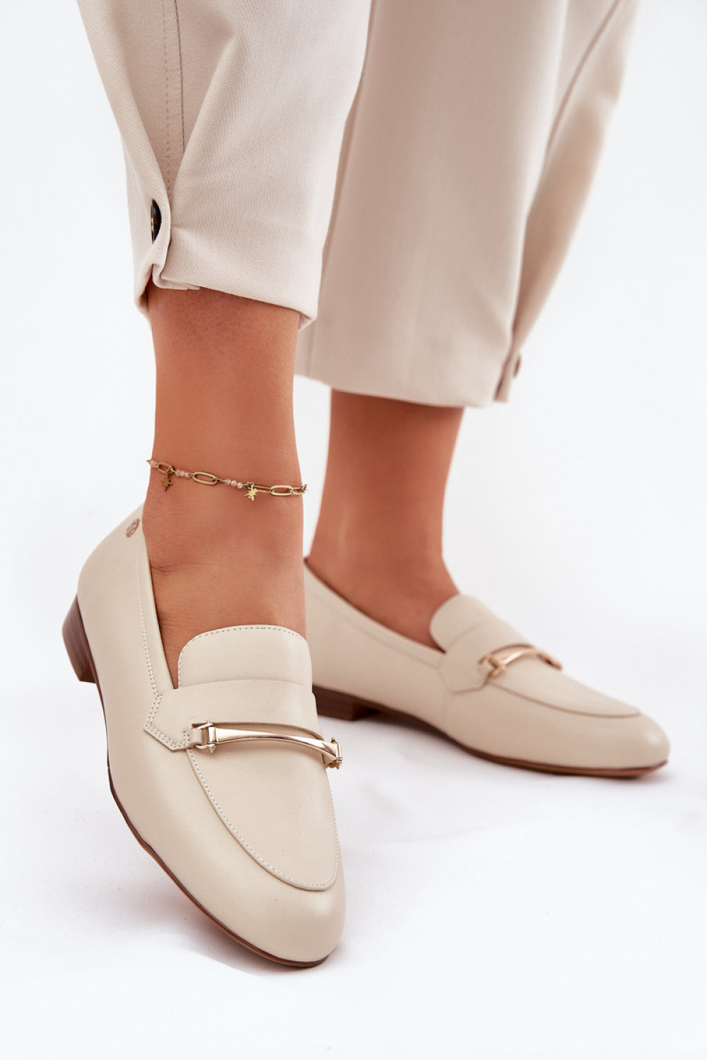 Step In Style Maciejka Beige Leather Moccasins