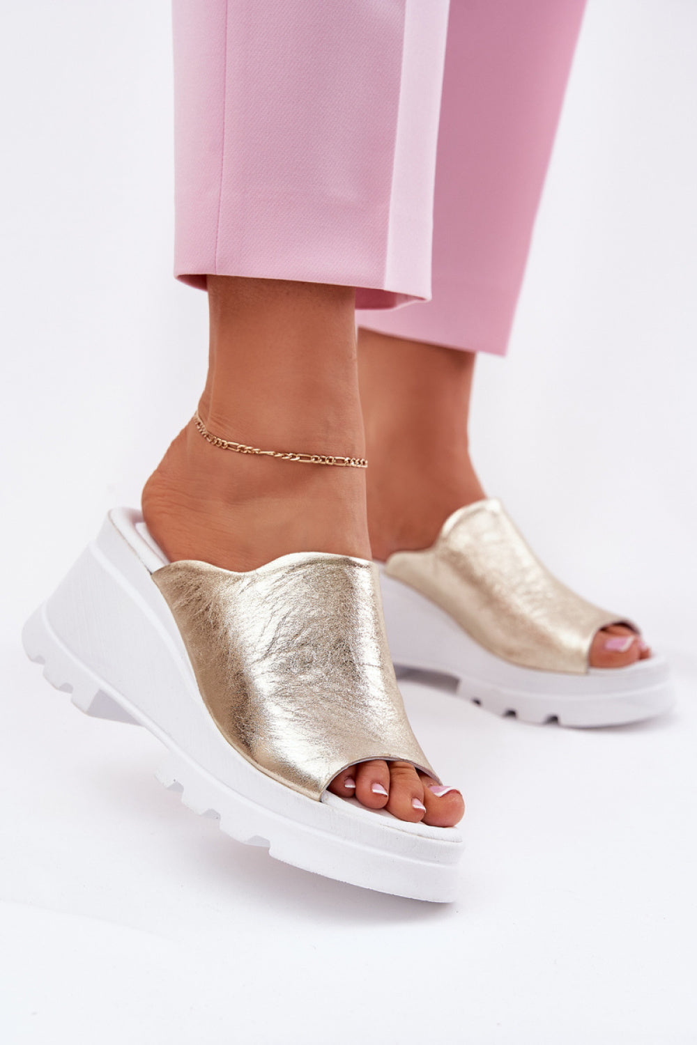 Step In Style Artiker Gold Wedge Sandals