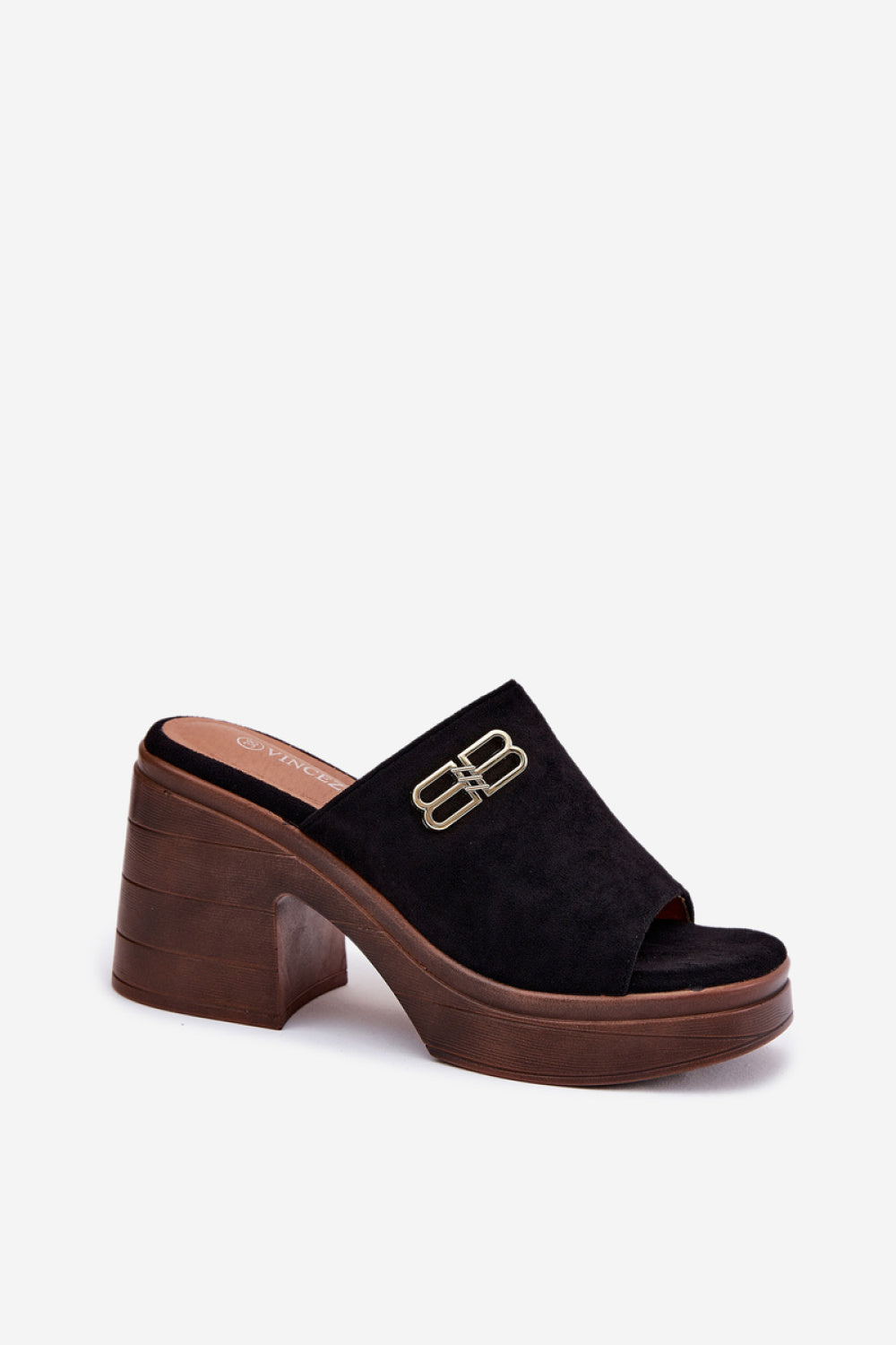 Step In Style Vinceza Black Faux Suede Platform Heeled Sandals - view 2