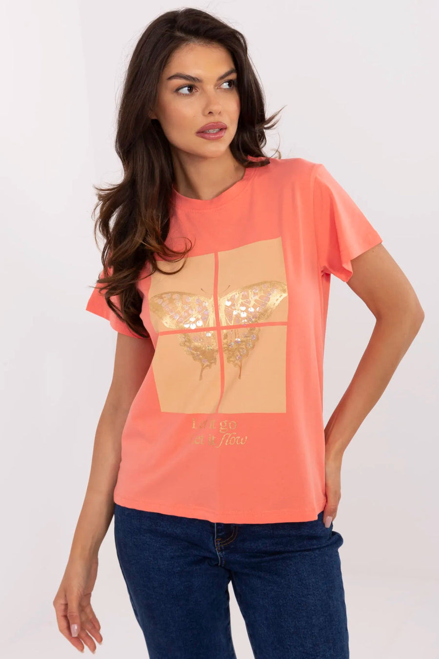 Factory Price Coral Sequin Short Sleeve T-Shirt