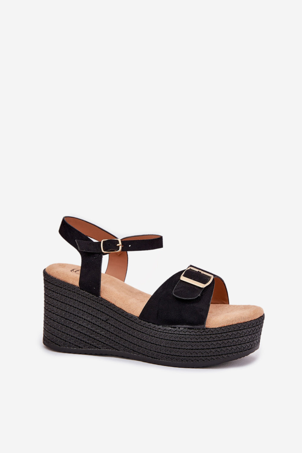 Step In Style Liniella Black Faux Suede Platform Wedge Sandals - view 2
