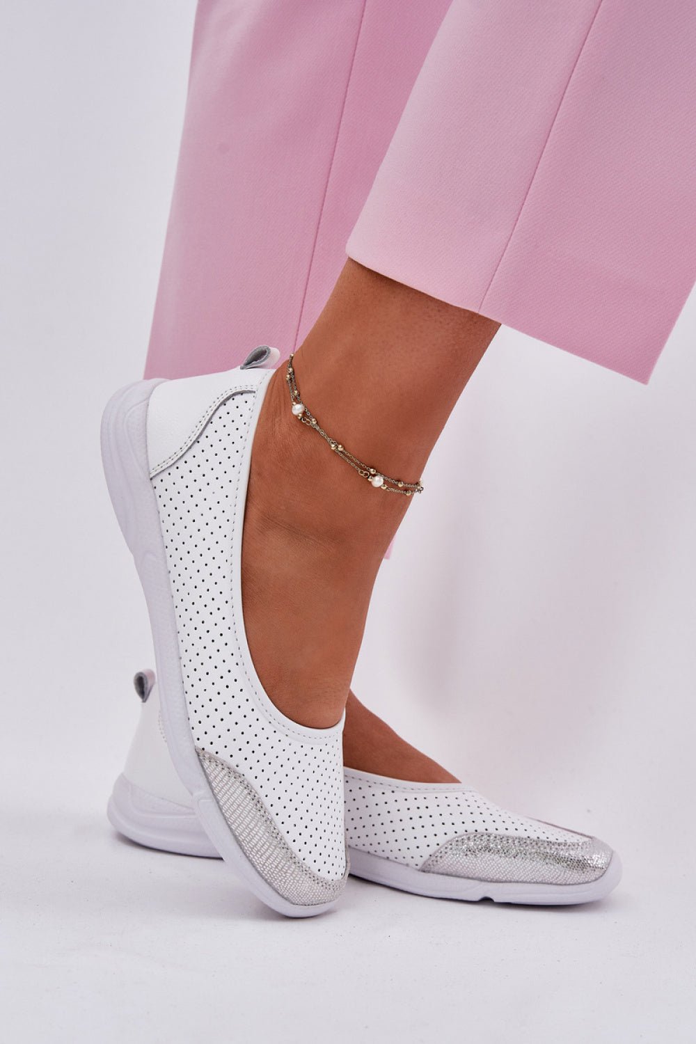 Step In Style Lucy White Leather Ballet Flats - view 3