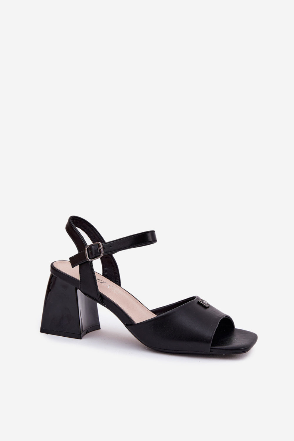 Step In Style Vinceza Black Faux Leather Heeled Sandals - view 2