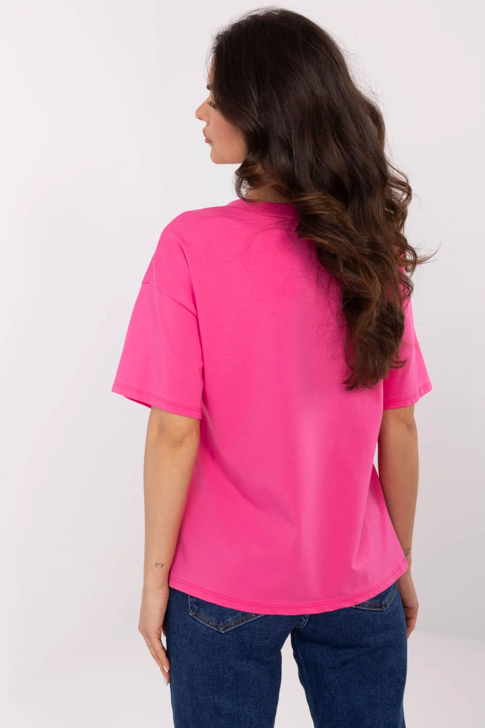Italy Moda Dark Pink Short Sleeve Cotton T-Shirt - view 3
