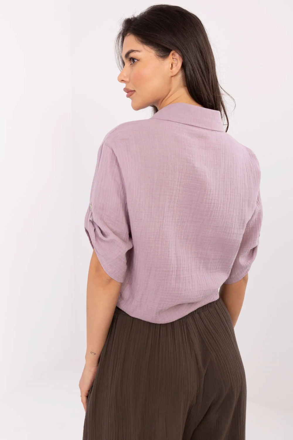 Italy Moda Light Violet Cotton Shirt - view 3