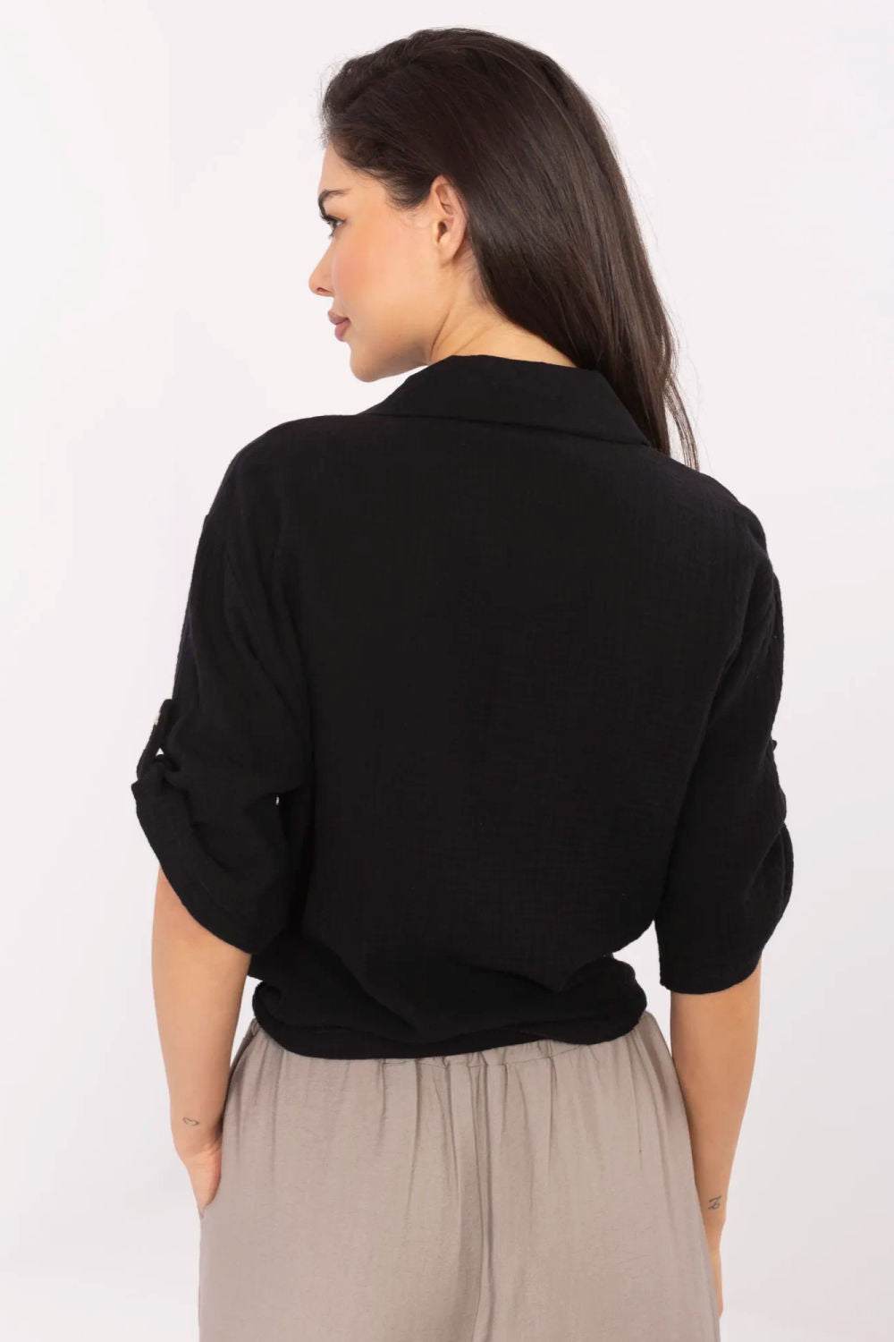 Italy Moda Black Cotton Shirt - view 3