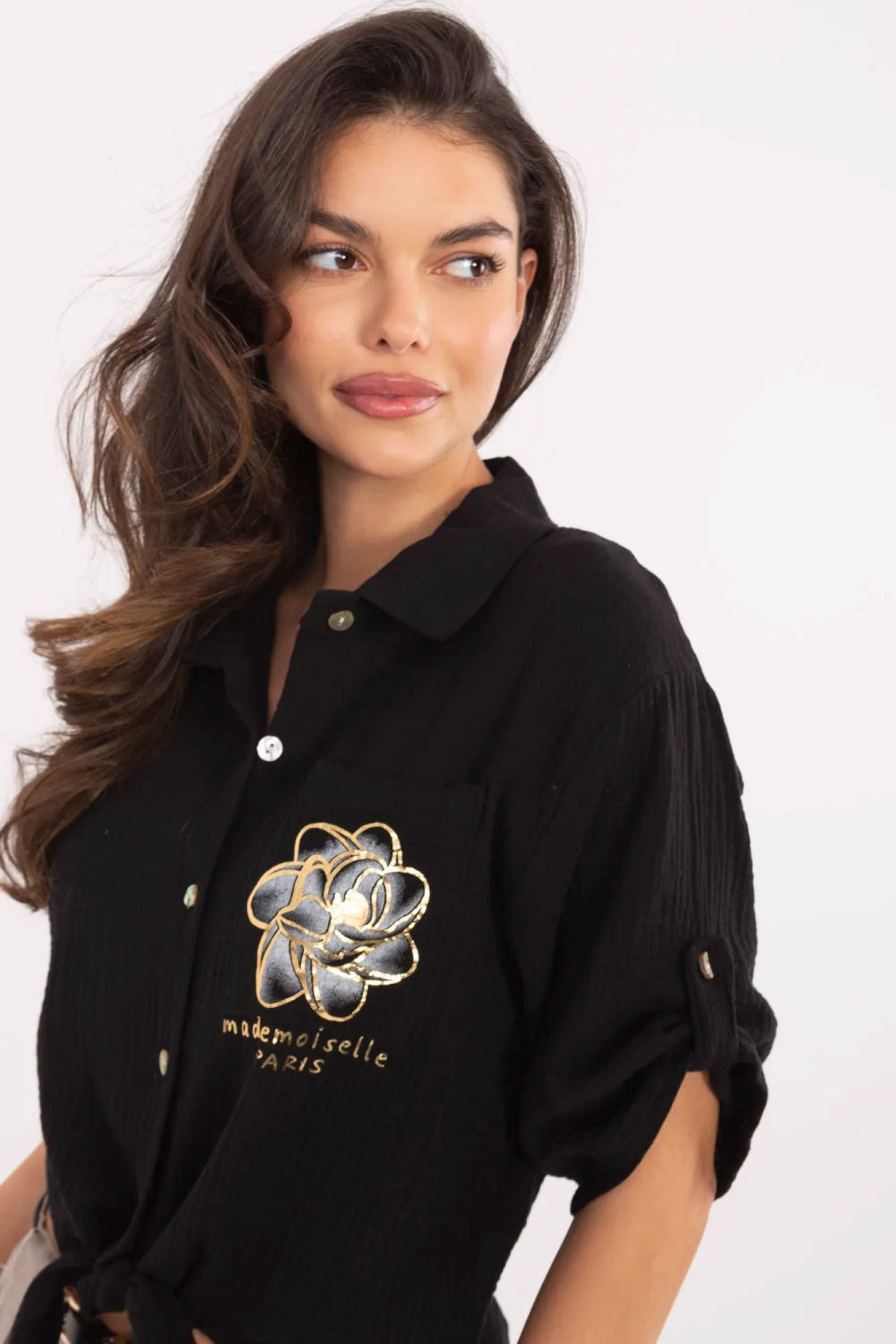 Italy Moda Black Cotton Shirt - view 4