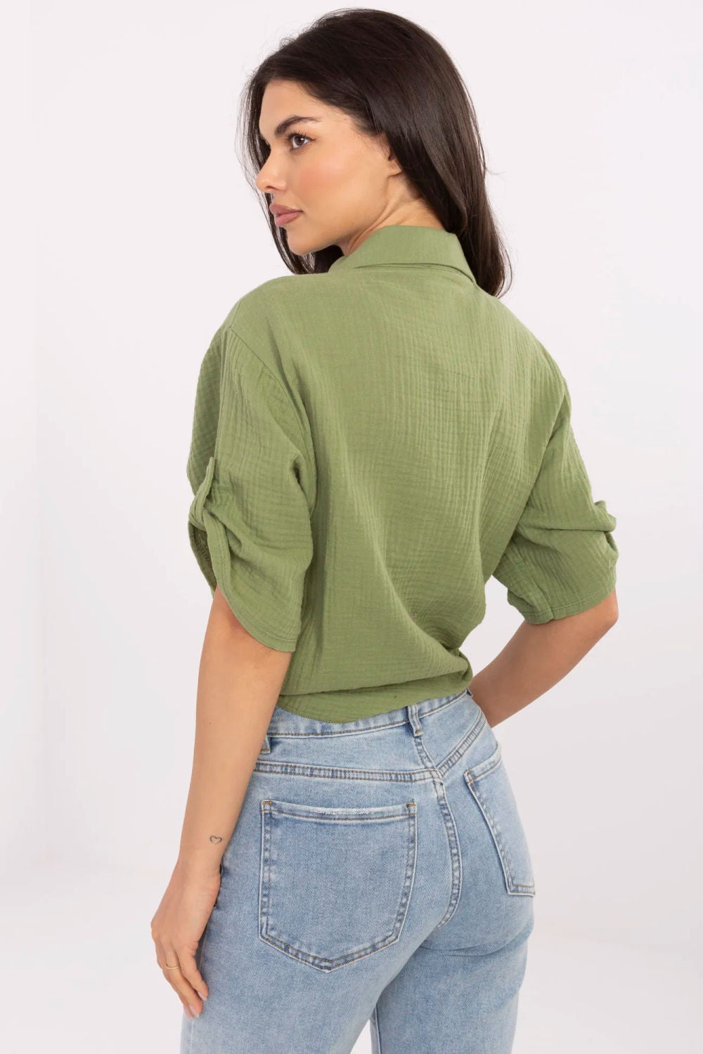 Italy Moda Khaki Cotton Shirt - view 3