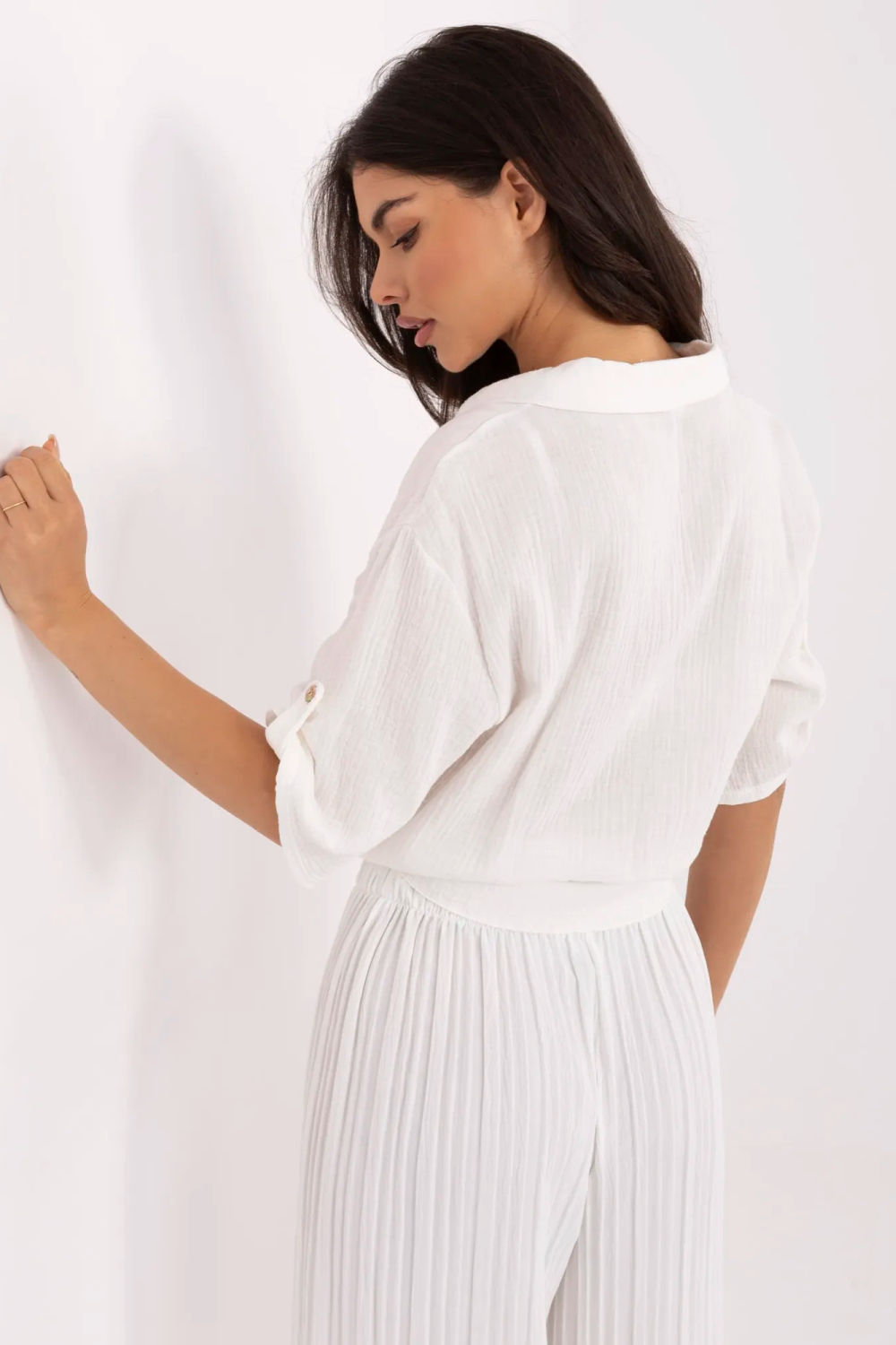 Italy Moda Ecru Cotton Shirt - view 3